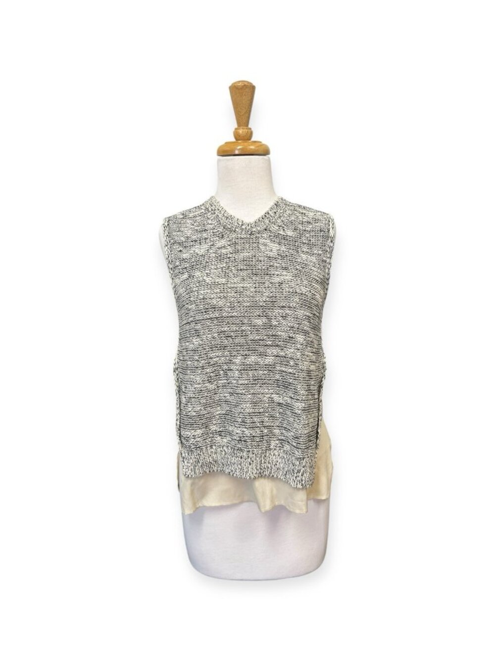 3.1 Phillip Lim Layered Sweater Vest Size Xs Cream and Black Silk